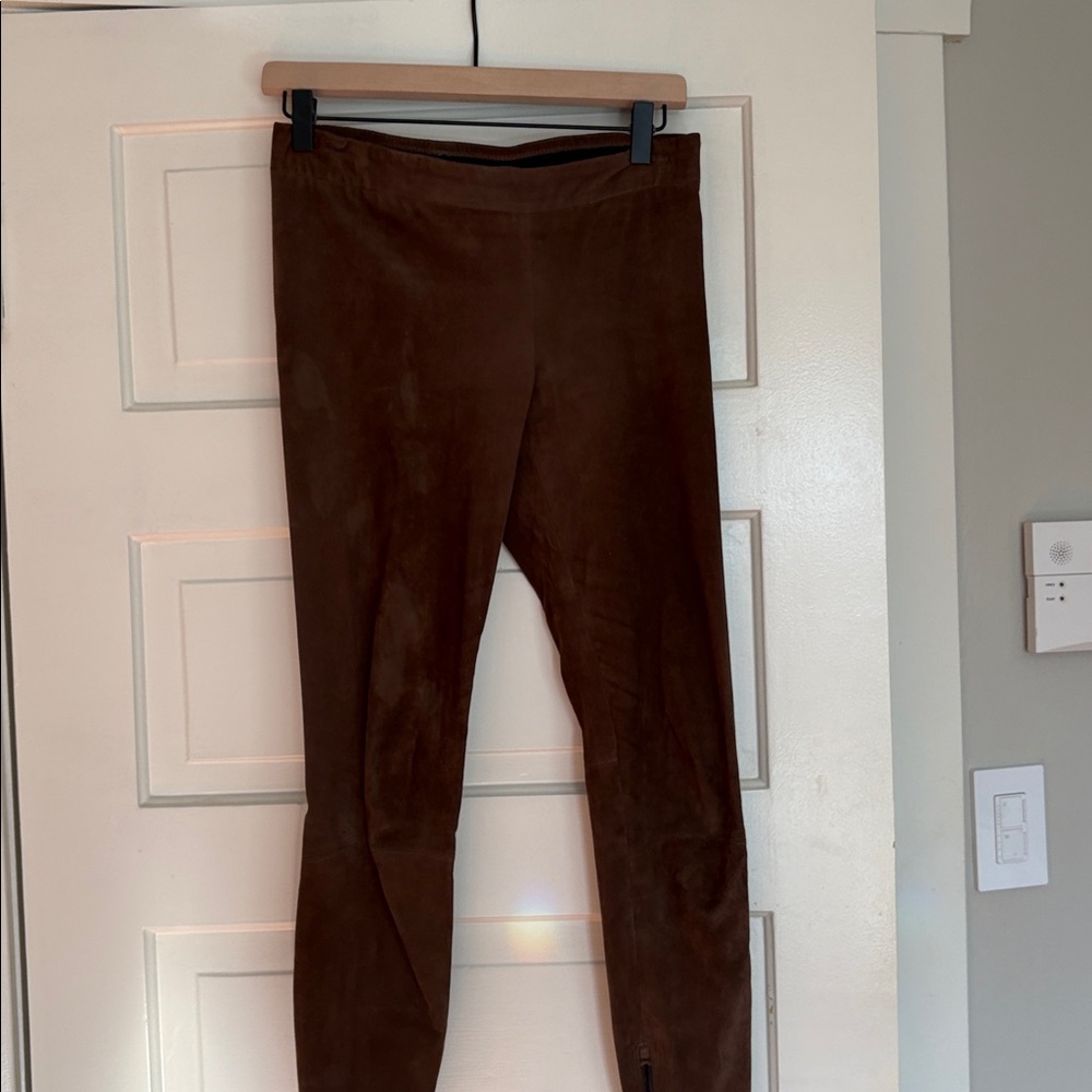 Vince Suede Chocolate Brown high waisted slim fit pant